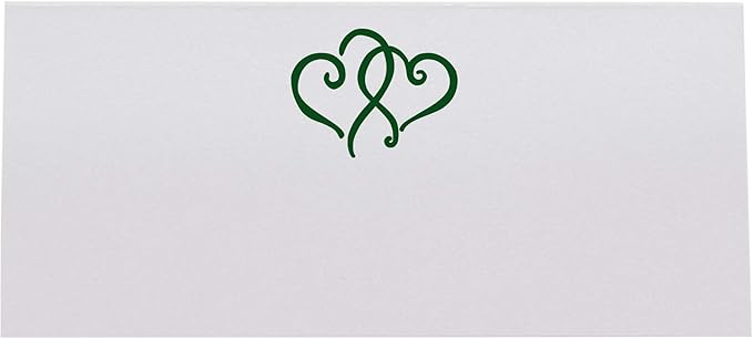 Linked Hearts Place Cards, Hunter Green (Choose Color), Set of 60, Pre-cut and Scored - Wedding, Party, Dinner, and Special Events - Made in the USA