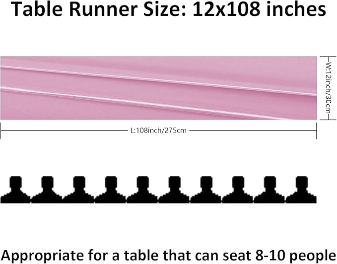 6Pack Table Runner 12 x 108 Inches Satin Silk Table Runner for Wedding, Birthday Party, Banquets, Graduations Decoration, fit Rectange and Round Table-Pink