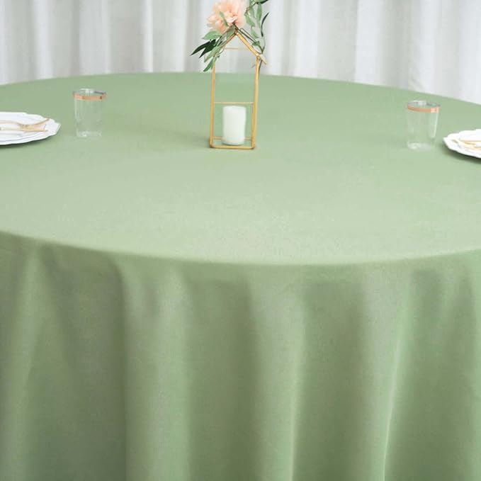 Efavormart Round Tablecloth, 108 Inch Stain & Wrinkle Resistant Washable Table Cloth, Decorative Polyester Fabric Table Cover for Banquet, Wedding, Dining- Sage Green