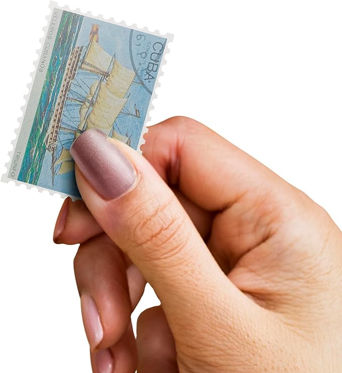IMPACTO COLECCIONABLES – 100 Ship-Themed Stamps Collection with Included Album (5.5 x 7 x 0.4 in) | Enhance Your philatelic Collection with Authentic postmarked Stamps in a Compact and Elegant Album