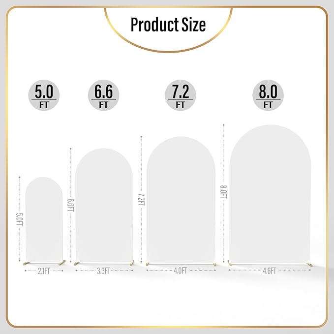 LEBENGURU Upgraded 5FT Wedding Arch Cover, White Spandex Fitted Arch Backdrop Cover, Round Top Chiara Stand Covers for Birthday Party Baby Shower Banquet Balloon Décor