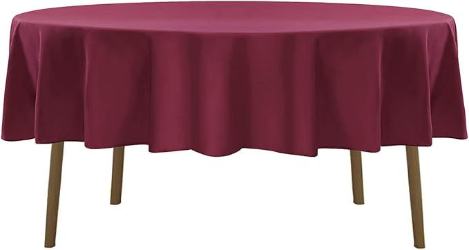 70 inch Round Tablecloth Washable Polyester Table Cloth Decorative Table Cover for Wedding Party Dining Banquet（70 inch,Burgundy）