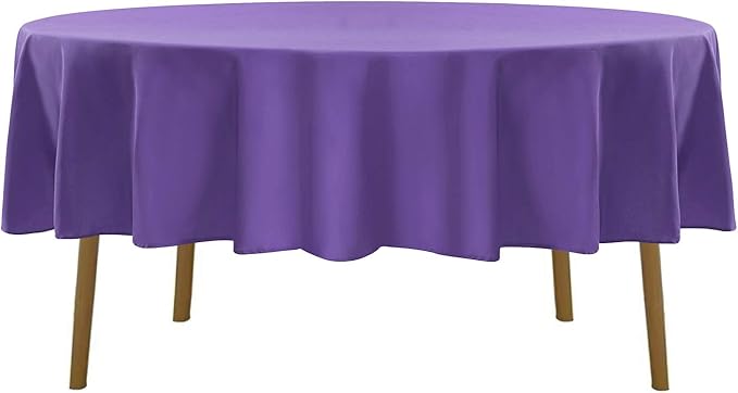 90 inch Round Tablecloth Washable Polyester Table Cloth Decorative Table Cover for Wedding Party Dining Banquet（90 inch,Purple）