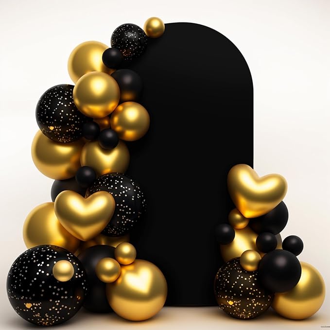LEBENGURU Upgraded 6FT Wedding Arch Cover, Black Spandex Fitted Arch Backdrop Cover, Round Top Chiara Stand Covers for Birthday Party Baby Shower Banquet Balloon Décor