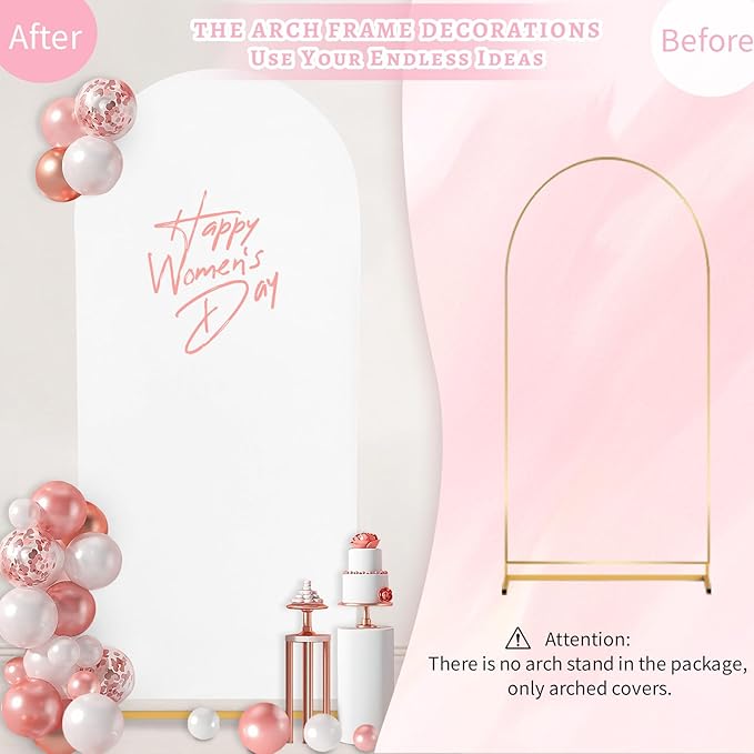SoarDream Arch Backdrop Cover White Spandex Fitted 5FT White Wedding Arch Covers Balloon Round Top Chiara Arch Backdrop Fabric for Bridal Shower Wedding Birthday Party Stage Decoations