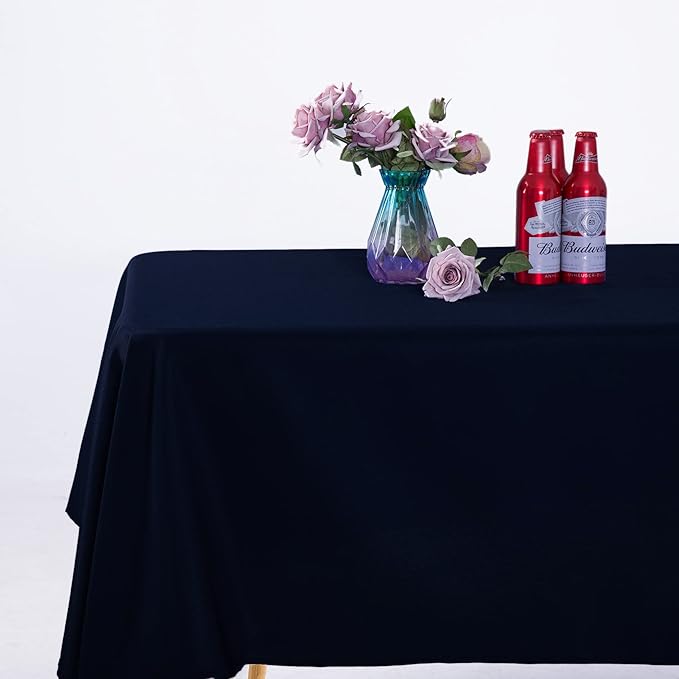 Ascoza 2pack 60x102 Inch Navy Rectangular Tablecloth 6 Feet Table Cloth in Polyester Fabric for Wedding/Banquet/Restaurant/Parties