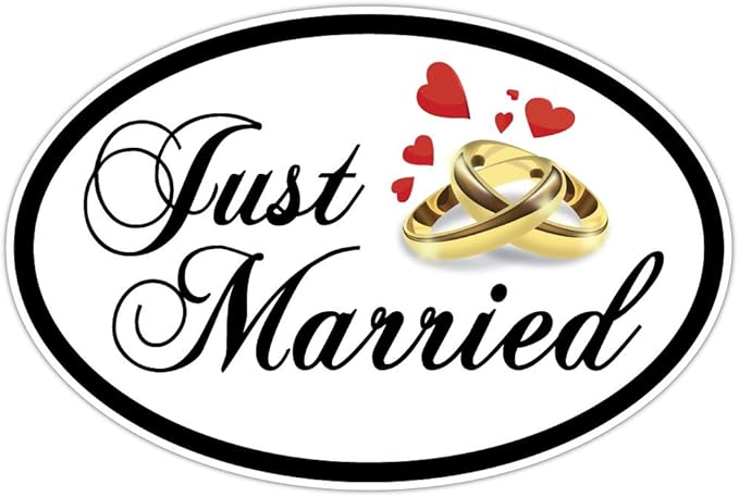 VictoryStore Magnets - Just Married Oval Car Magnet, Set of 2, Size 18 inches x 24 inches