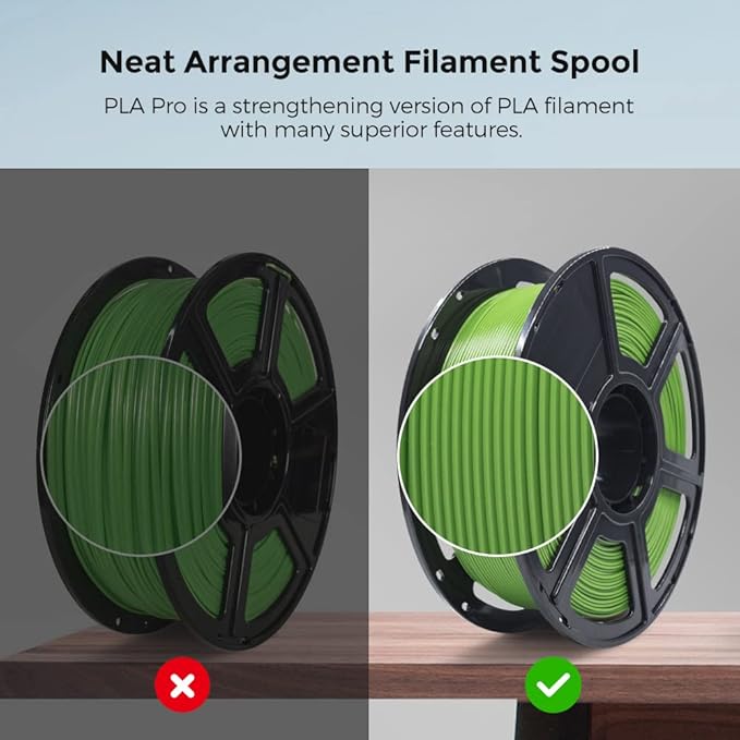 FLASHFORGE 3D Printer Filament, PLA PRO Filament 1.75mm, 1KG Spool (2.2lbs), Dimensional Accuracy +/- 0.02mm for FDM 3D Printers, Better Tenacity & No Knotting (Green)