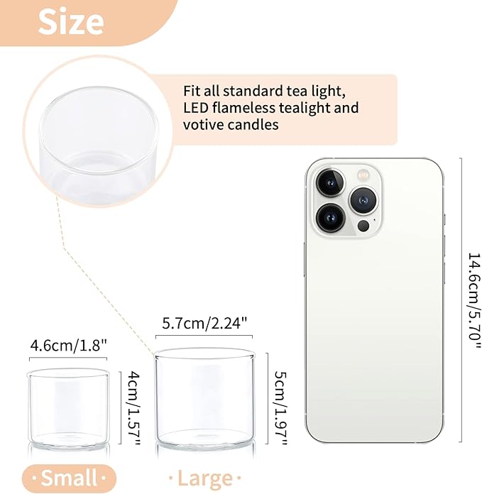 NUPTIO Glass Votive Candle Holders: Set of 24 Clear Tealight Holders Bulk - Mini Floating Candleholder for Christmas Thanksgiving Party Table Centerpieces Home Decor (1.8 x 1.57 inch)