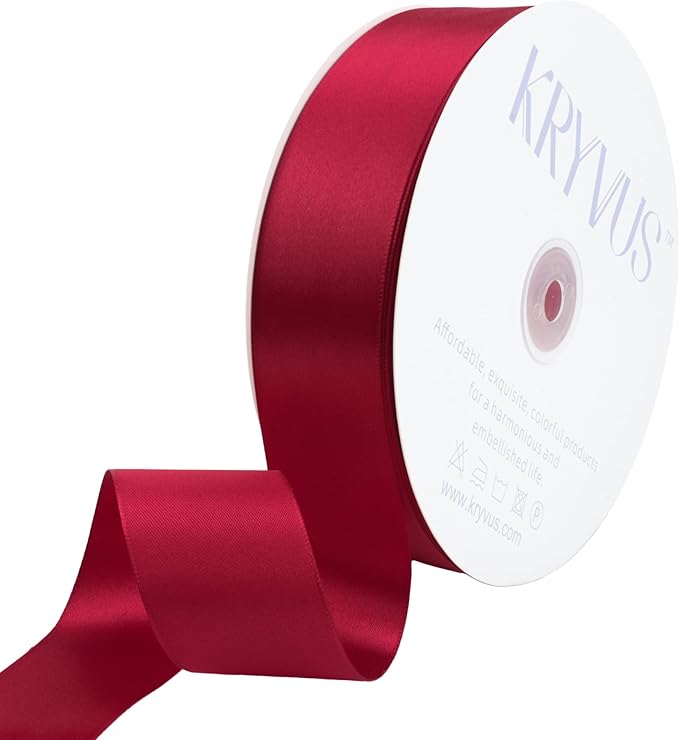 Scarlet Red Satin Ribbon 1-1/2 inch X Continuous 100 Yards, Single Face Polyester Ribbon Perfect for Gift Wrapping, Flower Bouquet, Wedding Decor, Crafts, Bow Making, Sewing and More