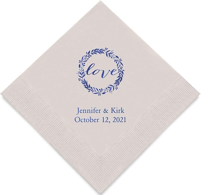 Weddingstar Personalized Printed Paper Napkins 3-Ply 50 Pack - Luncheon Silver Grey
