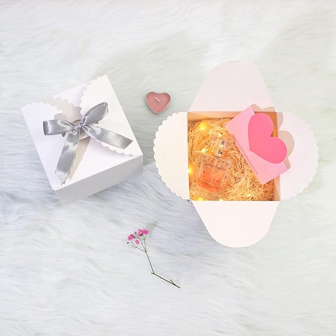 WEWILUCK Small White Gift Box, 10 PCS Pretty Favor Gift Boxes with Lids Bulk for Wedding, Bridesmaid Proposal, Birthday, Party, Holiday, Galentine's Day Presents, 4.75” x 4.75” x 3.53”