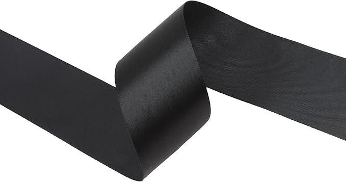 Black Satin Ribbon 1-1/2 inch X Continuous 100 Yards, Single Face Polyester Ribbon Perfect for Gift Wrapping, Flower Bouquet, Wedding Decor, Crafts, Bow Making, Sewing and More