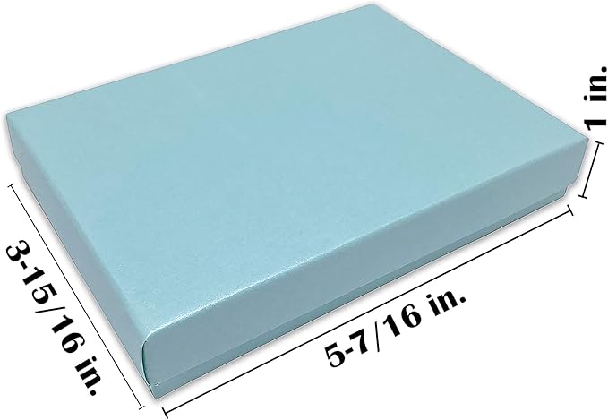 TheDisplayGuys - 25-Pack #53 Kraft Paper Cardboard Gift Boxes/Jewelry Cases w. Cotton Padding & Lid - Pearl Teal - (5.4" x 3.9" x 1.0")