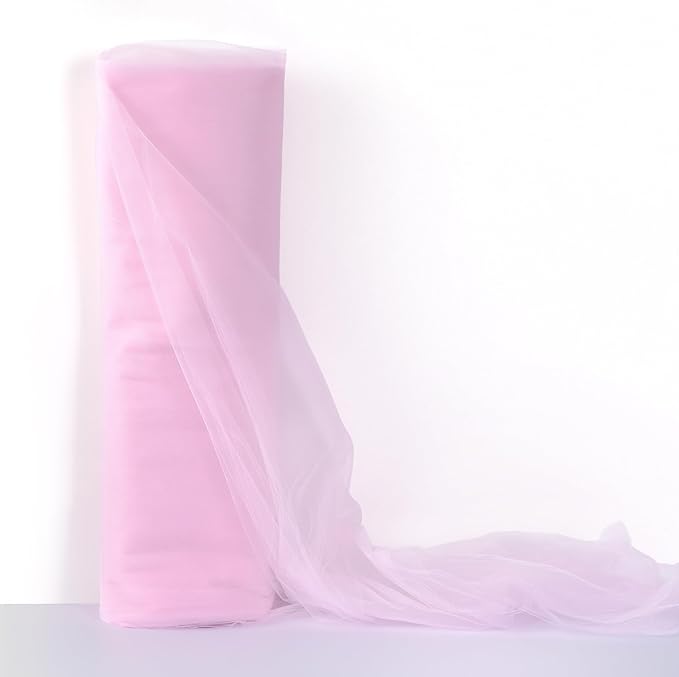 108 Inch × 25 Yards Tulle Mesh Ribbon Light Pink Tulle Fabric Ribbon Roll Netting Spool for Tutu Skirt DIY Craft Wedding Home Decor Party Gift Wrapping Ornaments