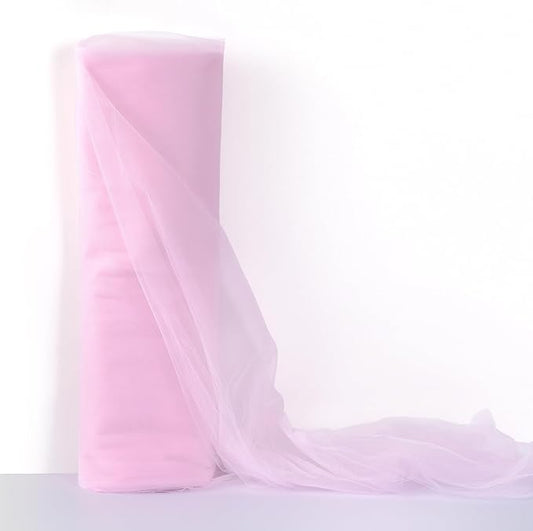 108 Inch × 25 Yards Tulle Mesh Ribbon Light Pink Tulle Fabric Ribbon Roll Netting Spool for Tutu Skirt DIY Craft Wedding Home Decor Party Gift Wrapping Ornaments