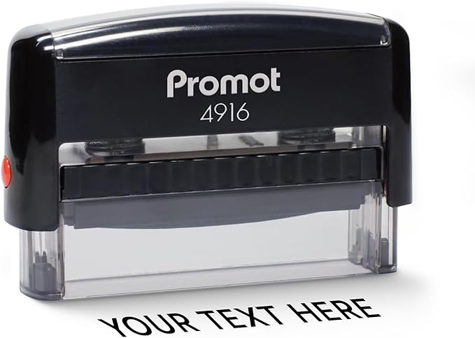 Promot Self Inking 1 Long Line Custom Stamp - Personalized Name Stamp for Office, Teacher, Address & Business Label Stamp - Choose Font, Ink Color, Pad, for Personal & Professional Use