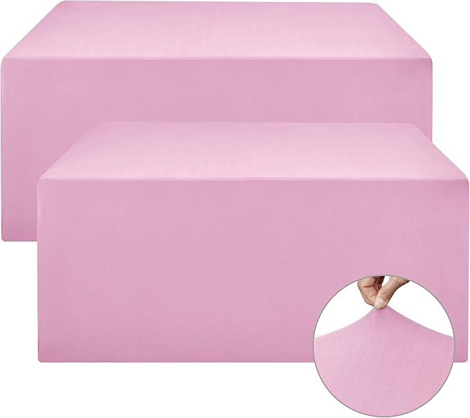 Nasitos Pink Rectangular Spandex Fitted Tablecloths, 2 Pack - 48 x 24 Inch - For 4 to 8 Foot Tables, Wrinkle & Stain Resistant, Modern & Elegant Design, Perfect for Parties, Trade Shows, Craft Shows