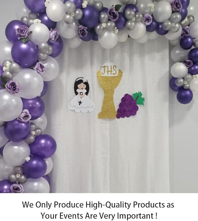 ShinyBeauty 4FTx7FT White Sequin Backdrop,Elegant Wedding & Party Decor,Sparkly Photo Background, Seamless Sequin Curtain | Perfect for Events