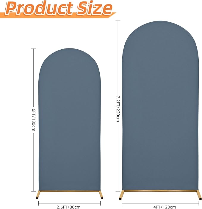 Wedding Arch Covers Arch Backdrop Cover Arch Stand Covers 7.2FT 6FT Set of 2 Arch Cover Spandex Fabric Stretchy Backdrop for Wedding Birthday Party Decoration Baby Shower (Dusty Blue)