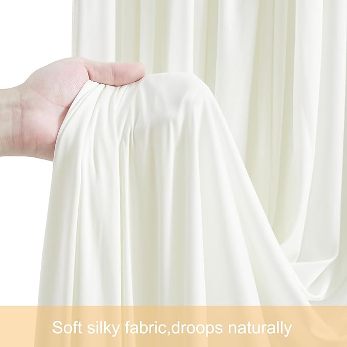 50ft x 12ft Ivory Backdrop Curtains Wrinkle Free Backdrop Curtain for Wedding Parties Ivory Fabric Backdrops Drapes Back Drop Cloth Bridal Shower Stage Curtains Wedding Decorations for Reception