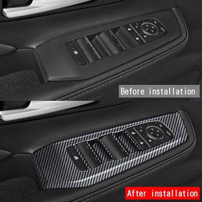 4pcs Carbon Fiber Style Front Rear Doors Window Glass Lift Switch Panel Cover Decorative Sticker Protection Car Interior Accessories for 2024-2025 Toyota Grand Highlander KT18
