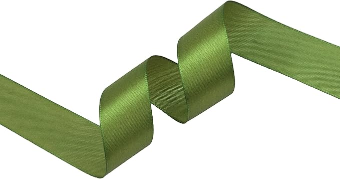 Olive Green Satin Ribbon 1 inch X Continuous 50 Yards, Single Face Polyester Ribbon Perfect for Gift Wrapping, Flower Bouquet, Wedding Decor, Crafts, Bow Making, Sewing and More