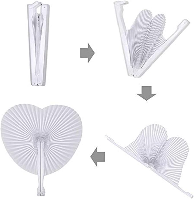 12 Packs Decorative Paper Folding Hand Fans Handheld,Orange Heart Foldable Wedding Fans Chinese and Japanese Fans Bulk for Bridal Guest Church Party Favors Dancing Birthday DIY