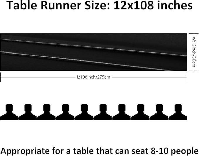 6Pack Table Runner 12 x 108 Inches Satin Silk Table Runner for Wedding, Birthday Party, Banquets, Graduations Decoration, fit Rectange and Round Table-Black