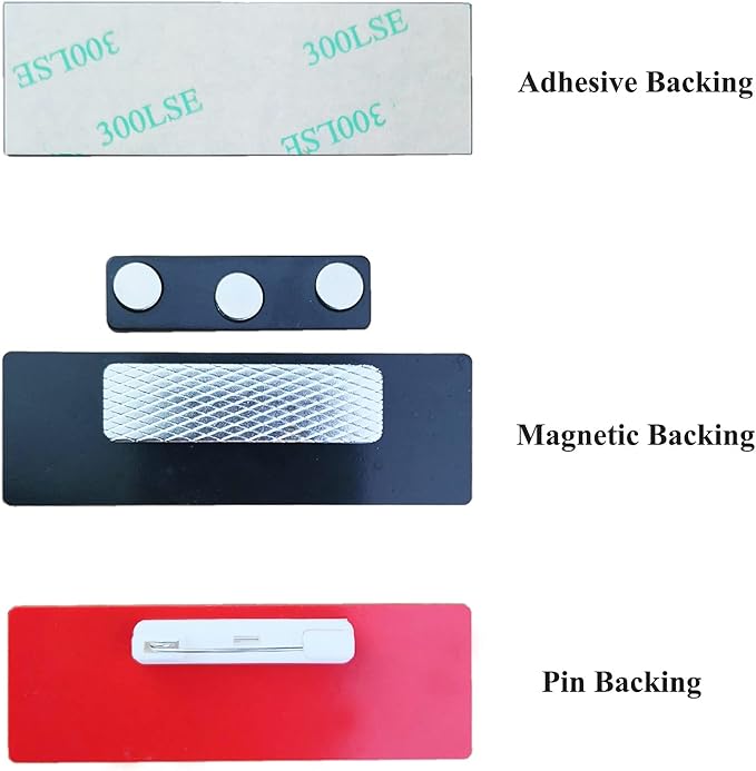 Custom Engraved Name Tag Badges for Business, Personalized Identification with Pin, Magnetic, Adhesive, or Blank Backing, 1"x3", White/Black Text