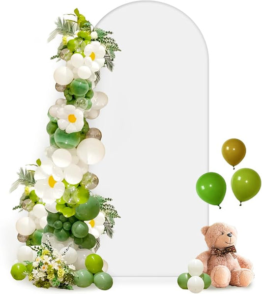 Hemmotop White Arch Backdrop Cover (No Arch Backdrop Stand), 6 ft Spandex Stretchy 2-Sided Arch Stand Covers, Ideal for Wedding, Baby Shower, Ceremony Party Decoration, Ballloon Arches