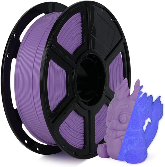FLASHFORGE Glow in The Dark Rapid PLA Filament 1.75mm, High Flow Speedy 3D Printer Filament Luminous Purple, Max 500mm/s High-Speed Printing, High Brightness and Long-Lasting Glowing Effect