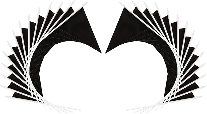 12 Pack Black Pennant Flags Small Mini Hand Held Solid Color Pennant On Sticks Flags with 12.6"Solid Pole & Spear Top,Party Events Celebration,School,Grand Opening,Kids Birthday,Sports Clubs,Flower Pot