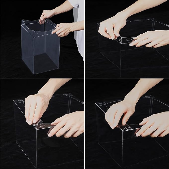 XININSUN pink clear cake box with ribbon,6inch 8inch cake boxes,transparent cake box cake carrier,Square Cardboard Cake Containers clear gift boxes for Wedding,Birthday,Party(6pcs)