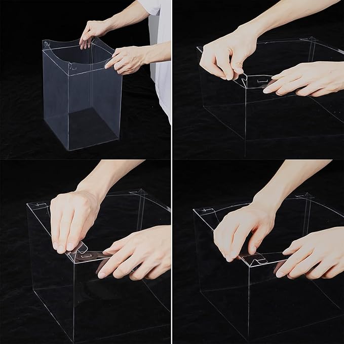XININSUN clear cake box with ribbon,8inch 10inch cake boxes,transparent tall cake box cake carrier,Cake Containers clear gift box for Wedding,Birthday,Party(6pcs-green)