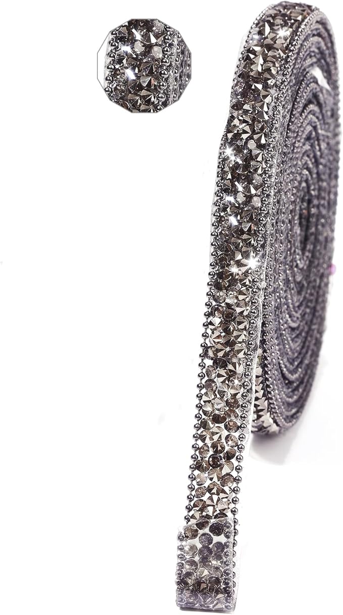 Rhinestone Ribbon 3 Yards Self Adhesive Rhinestone Strips Diamond Ribbon Sticker Crystal Roll Glitter Bling Rhinestones Tape for Crafting DIY Art Decoration (0.4 Inch)
