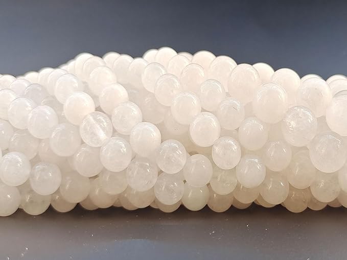 Stone Beads 8mm 100pcs White Jade Beads Round Loose Gemstones Beads for Bracelet Necklace Jewelry Making (8mm, 60818 White Jade)