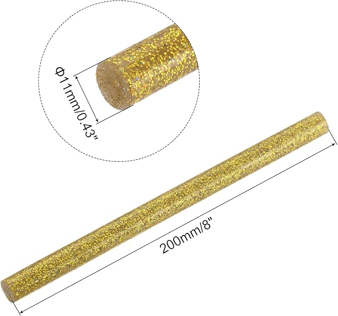 uxcell 20pcs Hot Glue Sticks for Glue Gun 11mm/0.43-inch x 8-inch Mini Hot Melt Adhesive Glue Stick Glitter Gold