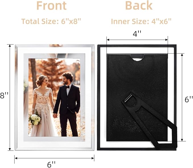 4 x 6 Glass Picture Frame Set of 10, Silver Mirror Photo Frames, Thin Border Desk Picture Frame for Office, College, Vertical and Horizontal Tabletop Display, Desk Decor