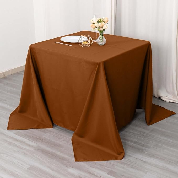 Efavormart 90" Cinnamon Brown Wholesale Linens Polyester Square Linen Tablecloth for Kitchen Dining Catering Wedding Birthday Party Events