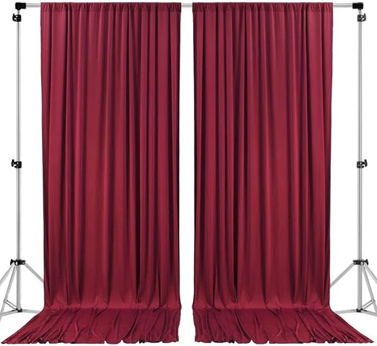 AK TRADING CO. 10 feet x 10 feet Polyester Backdrop Drapes Curtains Panels with Rod Pockets - Wedding Ceremony Party Home Window Decorations - Burgundy (DRAPE-5x10-BURGUNDY)