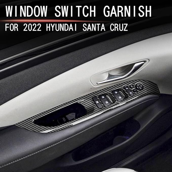 4pcs Carbon Fiber Style Front Rear Doors Window Glass Lift Switch Panel Cover Decorative Sticker Protection Car Interior Accessories for 2022-2024 Hyundai Santa Cruz KT19