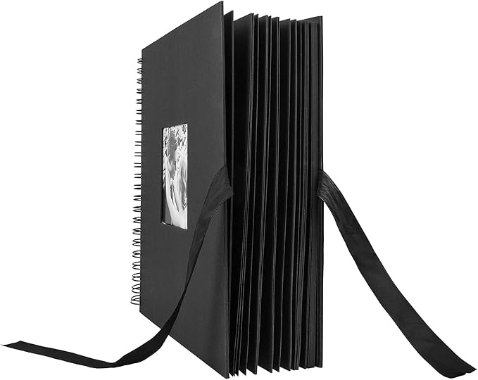INNOCHEER Photo Album - Self Adhesive 80 Black Pages, Large Scrapbook Wedding Guest Book for DIY Anniversary Travel Memory Scrapbooking (Black 12 x 12)