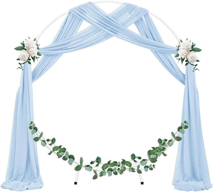 Socomi Wedding Arch Draping Fabric 2 Panels 29" x 19Ft Baby Blue Sheer Chiffon Curtain Drapes 6 Yards for Wedding Ceremony Birthday Party Decoration