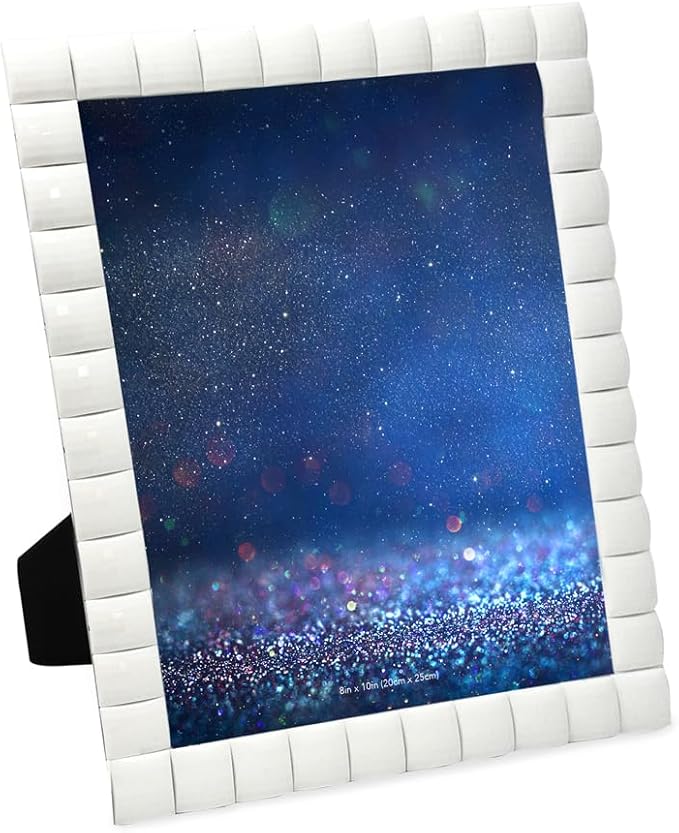 Isaac Jacobs Decorative Sparkling Jewel Picture Frame, Photo Display & Home Décor (8x10, White)