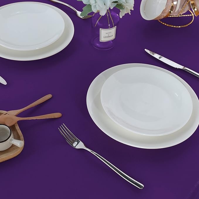 Fitable Rectangle Tablecloth Stain and Wrinkle Resistant Washable Polyester Table Cloth for Buffet Parties and Camping (60x102 inch, Purple)