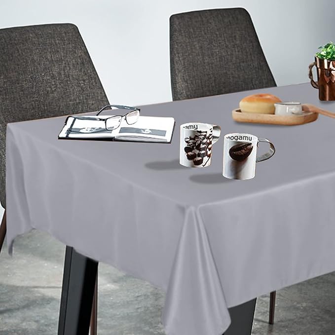 Fitable Square Tablecloth 60x60 inch Tablecloth Stain and Wrinkle Resistant Washable Polyester Table Cloth for Buffet Parties and Camping, Light Grey
