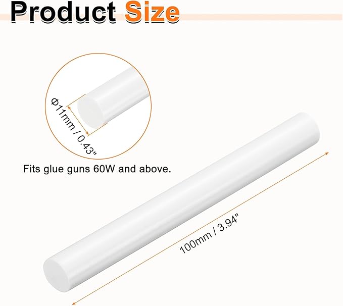 HARFINGTON 10pcs Hot Glue Sticks 0.43" Dia x 3.94" Long EVA Mini Hot Melt Adhesive Glue Stick for Hot Melt Gun Wood Plastic Glass Flowers Fabrics Foam, White