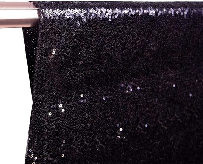 Poise3EHome 8Ft x 10Ft Black Sequin Backdrop, Glitter Thick Sequin Background Drapes, Sequence Xmas Thanksgiving Backdrop for Wedding Party Holiday Festival Decor