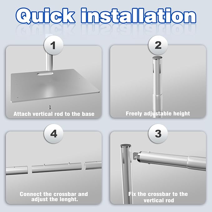 Pipe and Drape Backdrop Stand 10ftx10ft Adjustable Background Support System Heavy Duty Background Stand for Wedding Banquet Decorations Silvery